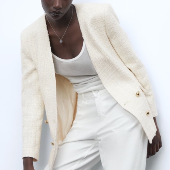 Zara Double Breasted Textured Weave Jacket NWT - Picture 14 of 16